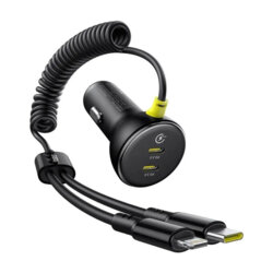 Incarcator auto + cablu 60W RGB Baseus, 1.4m, C00035902121-00