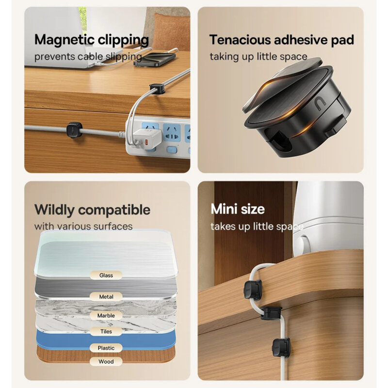 Organizator cabluri 3 bucati, Baseus, alb, B01331106211-00