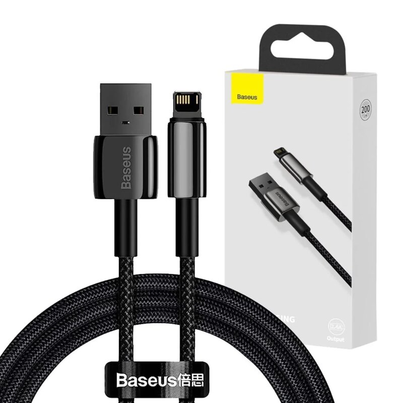 Cablu de date USB la Lightning 20W, 1m, Baseus, negru, CALWJ-A01