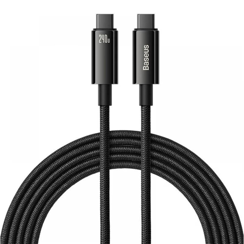Cablu de date Type-C 240W, 3m, Baseus, negru, CAWJ040201