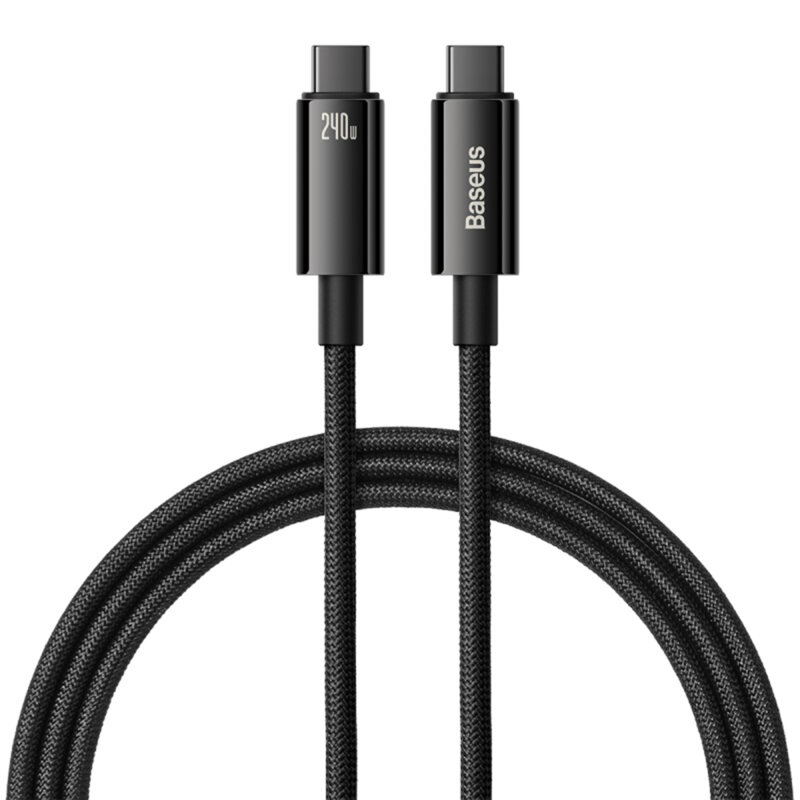 Cablu de date Type-C 240W, 2m, Baseus, negru, CAWJ040101