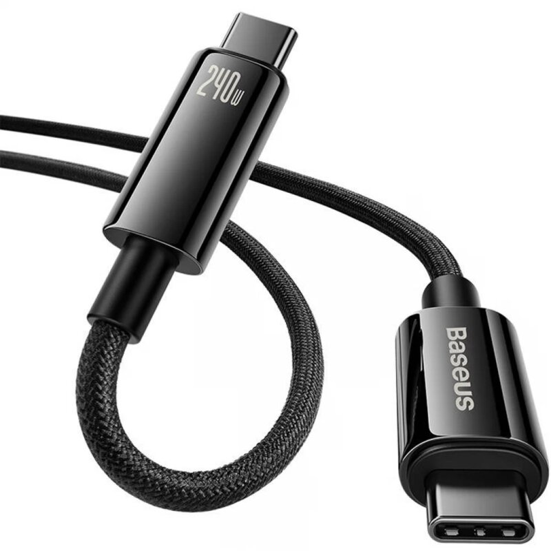 Cablu de date Type-C 240W, 2m, Baseus, negru, CAWJ040101