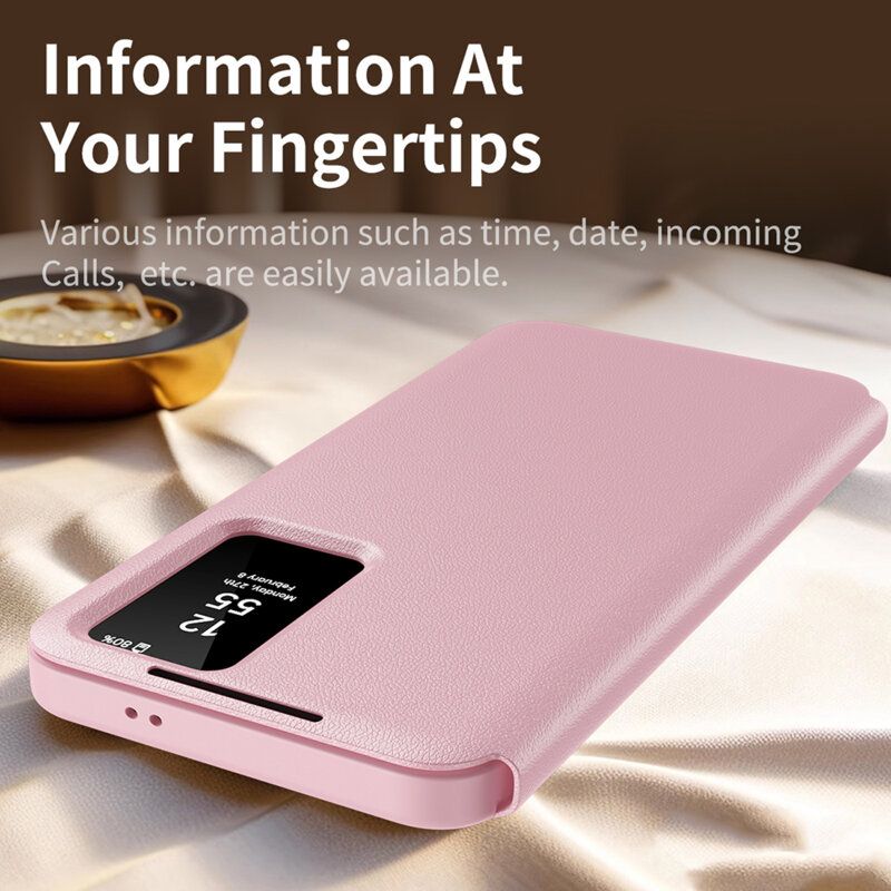 Husa tip carte Samsung Galaxy S24 Ultra SmartView Series, roz