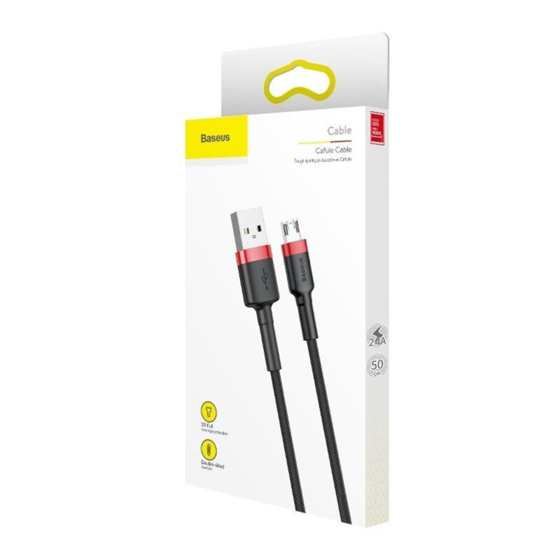Cablu de date Micro-USB Baseus, 2.4A, 1m, negru/rosu, CAMKLF-B91