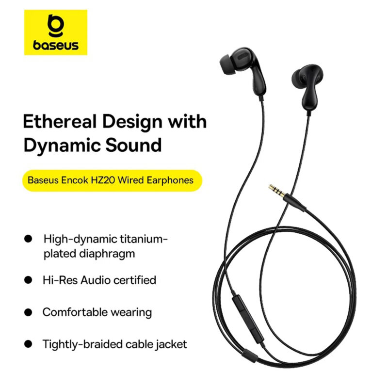 Casti in-ear cu fir Type-C Baseus Encok CZ20, negru