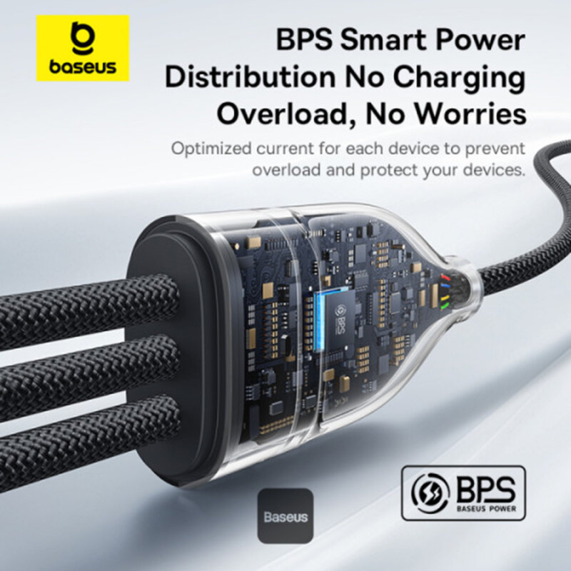 Cablu de date tip C 3in1 Baseus 100W, 1.5m, negru, P10377503111-00