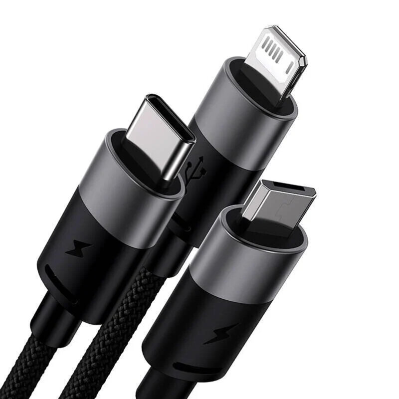 Cablu USB 3in1 Baseus, 3.5A, 0.6m, negru, P10319900111-00