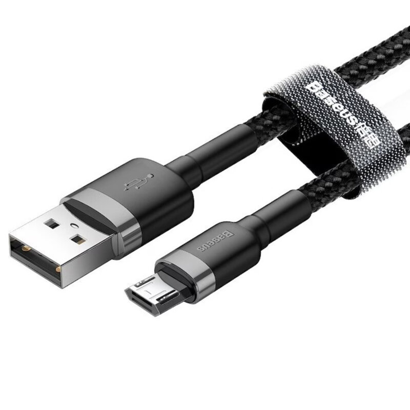 Cablu de date USB la Micro-USB Baseus, 2A, 3m, negru, CAMKLF-HG1