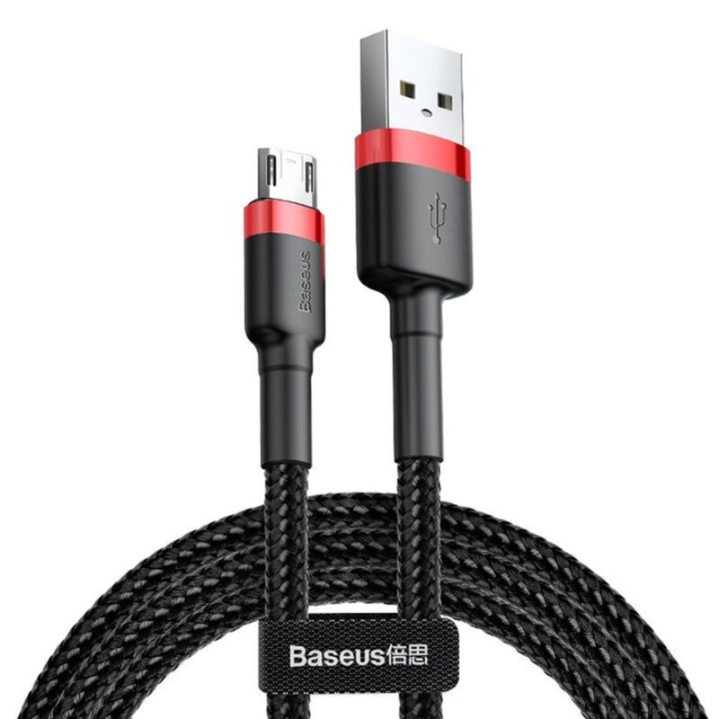 Cablu de date USB la Micro-USB Baseus, 2A, 3m, negru/rosu, CAMKLF-H91