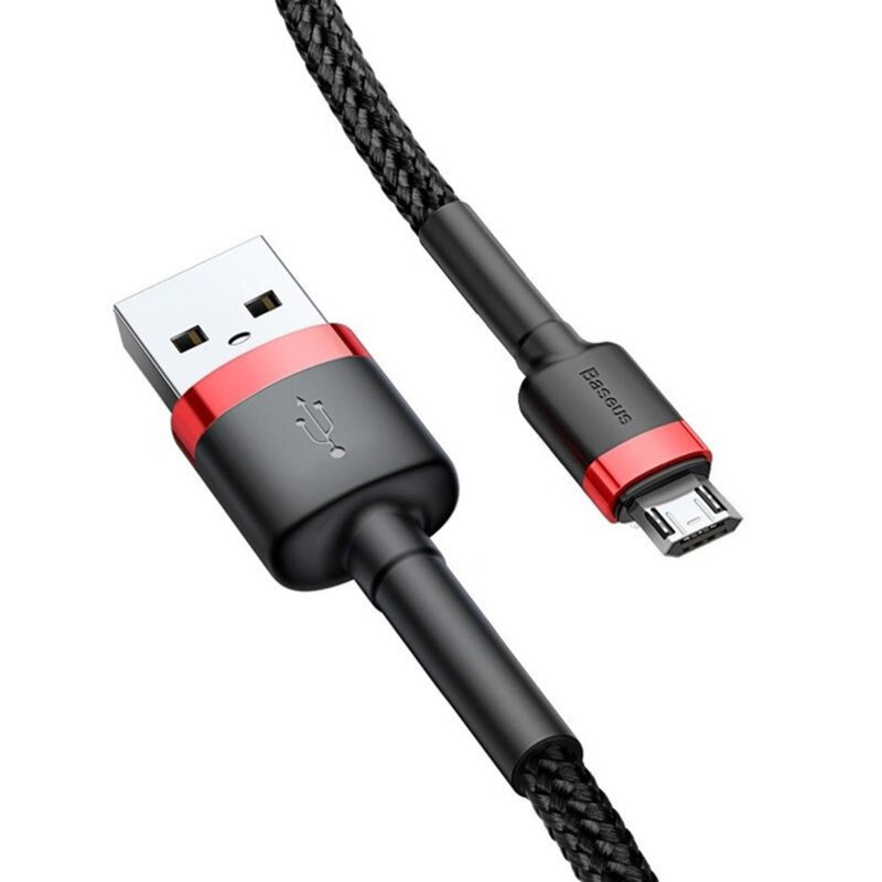 Cablu de date USB la Micro-USB Baseus, 2A, 3m, negru/rosu, CAMKLF-H91