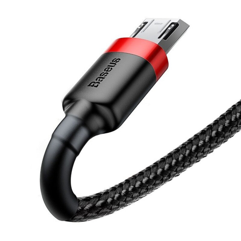 Cablu de date USB la Micro-USB Baseus, 2A, 3m, negru/rosu, CAMKLF-H91