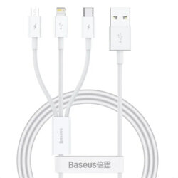 Cablu USB 3in1 Baseus, 100W, 1.5m, alb, P10377705213-00