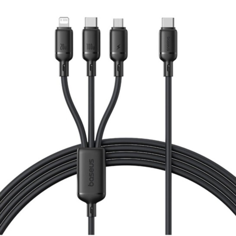Cablu USB 3in1 Baseus, 100W, 1.5m, negru, P10377705123-00