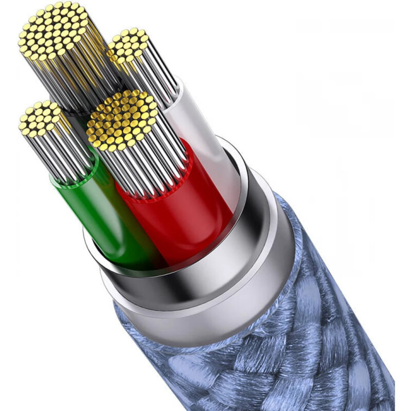 Cablu de date USB 3in1 Baseus, 20W, 1.2m, bleu, CAXS000017