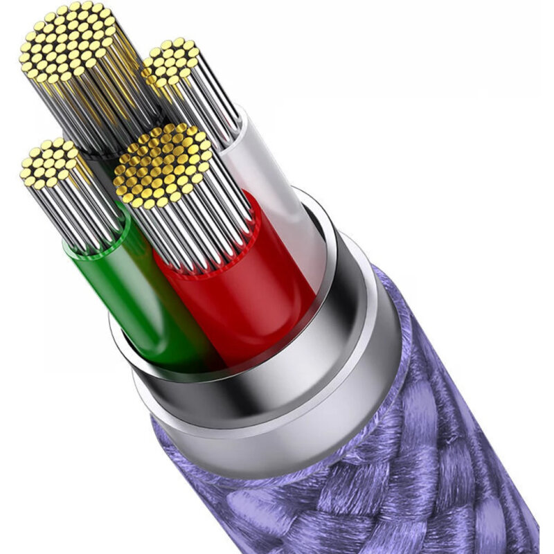 Cablu de date USB 3in1 Baseus, 20W, 1.2m, mov, CAXS000005