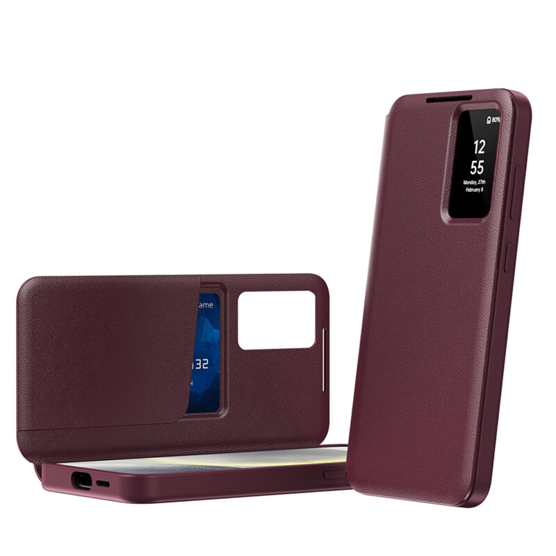 Husa tip carte Samsung Galaxy S23 Ultra SmartView Series, rosu
