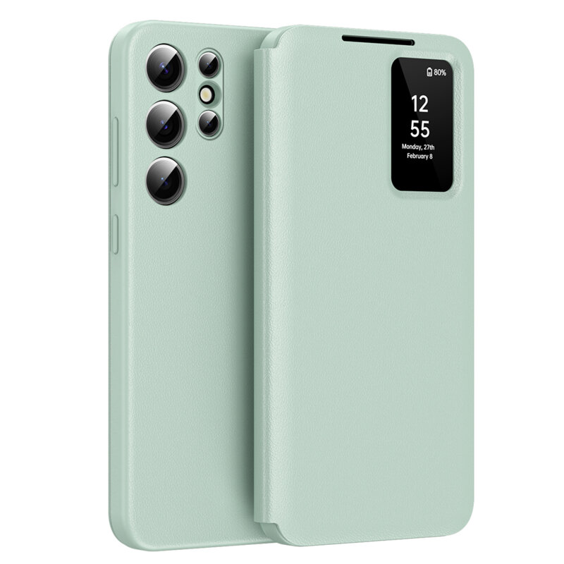 Husa tip carte Samsung Galaxy S23 Ultra SmartView Series, verde