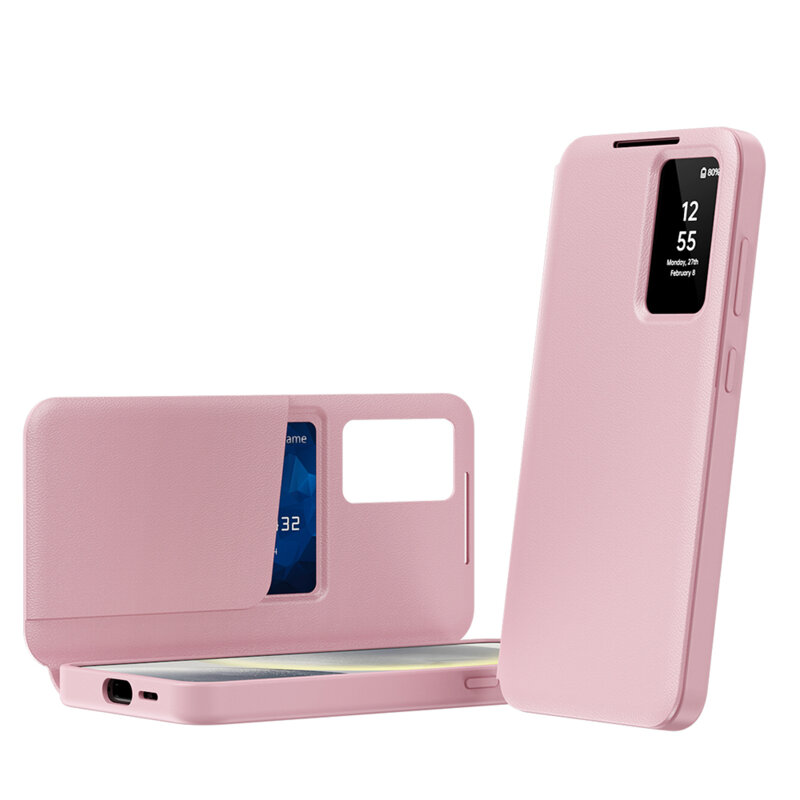 Husa tip carte Samsung Galaxy S23 Ultra SmartView Series, roz