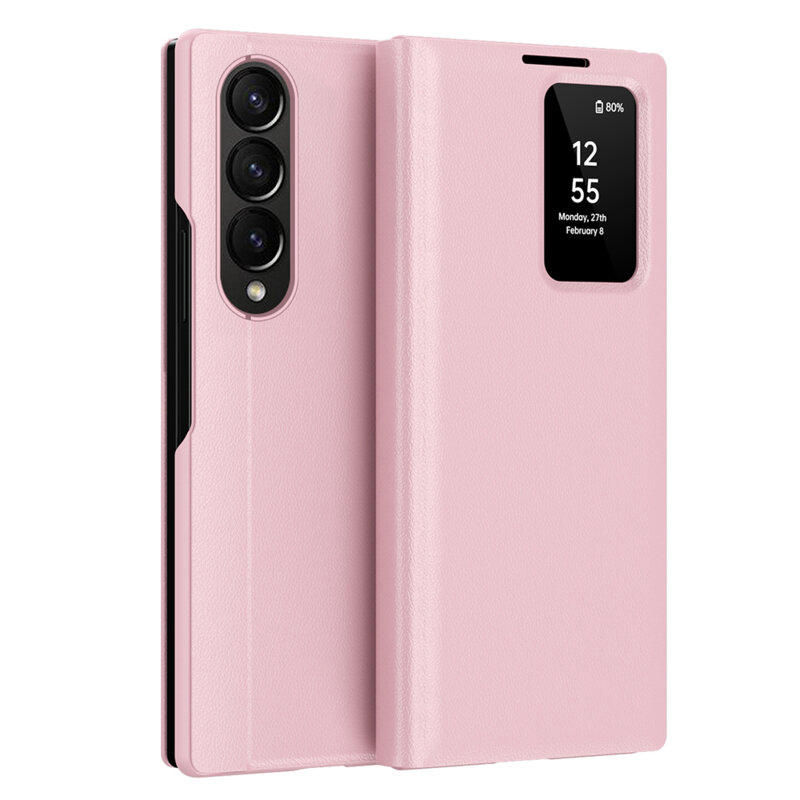 Husa tip carte Samsung Galaxy Z Fold4 SmartView Series, roz