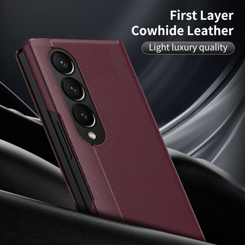 Husa tip carte Samsung Galaxy Z Fold3 5G SmartView Series, visiniu