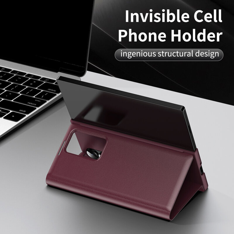 Husa tip carte Samsung Galaxy Z Fold3 5G SmartView Series, visiniu