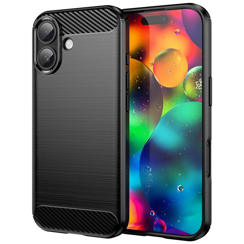 Husa iPhone 17 Techsuit Carbon Silicone, negru