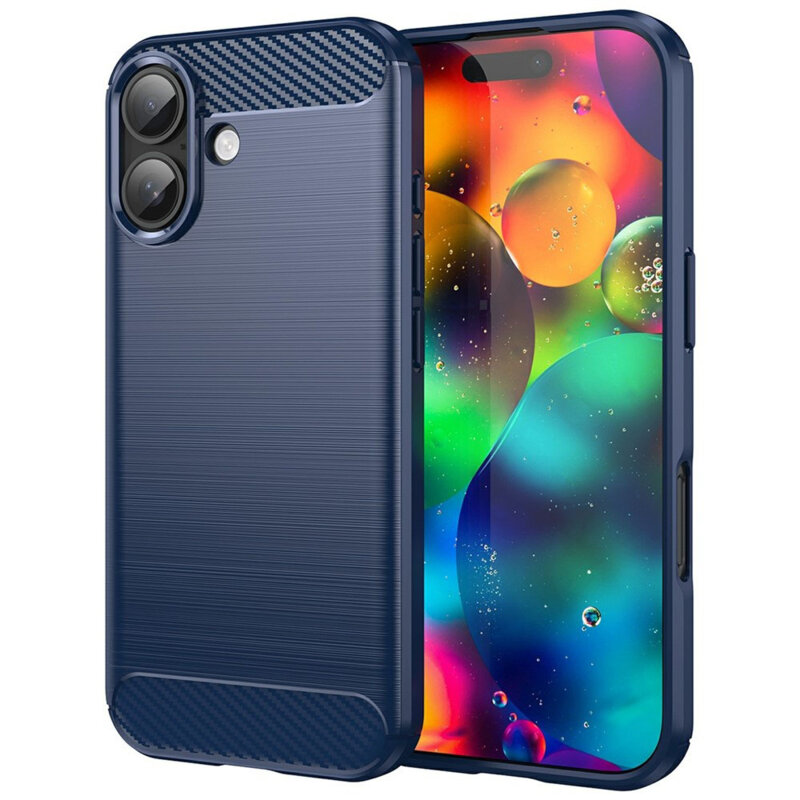 Husa iPhone 17 Techsuit Carbon Silicone, albastru