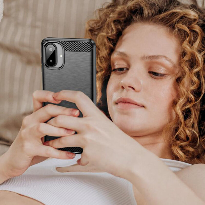 Husa Samsung Galaxy A07 4G Techsuit Carbon Silicone, negru