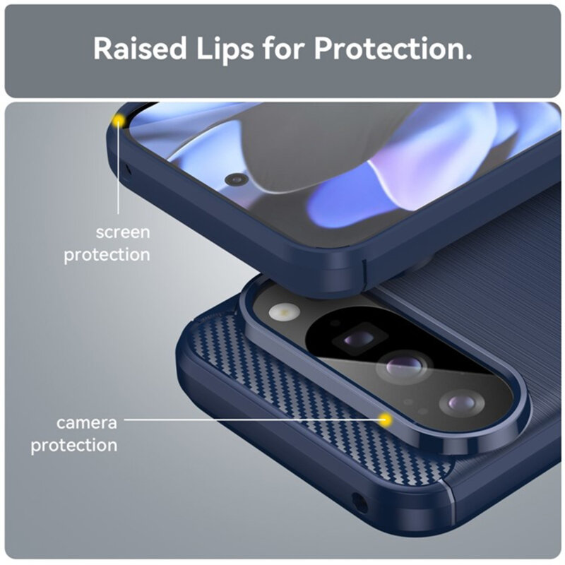 Husa Google Pixel 10 Techsuit Carbon Silicone, albastru