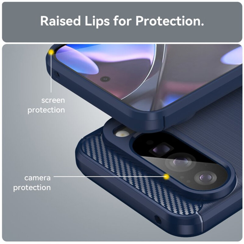 Husa Google Pixel 10 Pro XL Techsuit Carbon Silicone, albastru