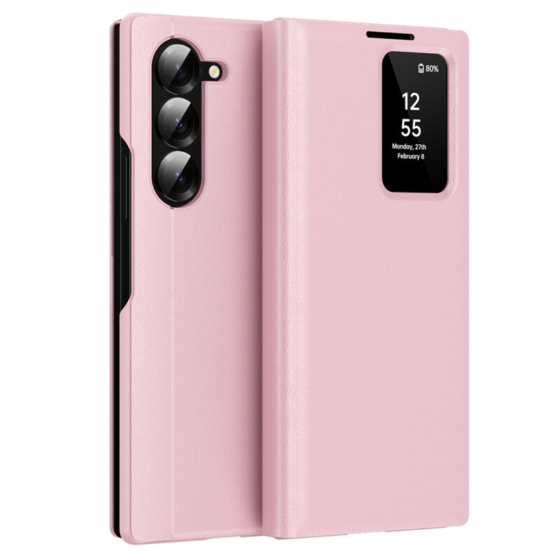 Husa tip carte Samsung Galaxy Z Fold6 SmartView Series, roz