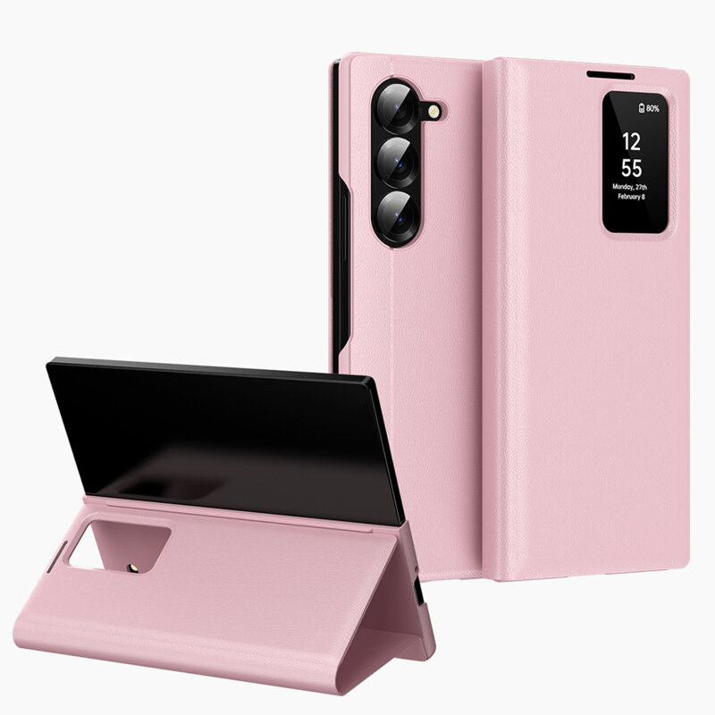 Husa tip carte Samsung Galaxy Z Fold6 SmartView Series, roz