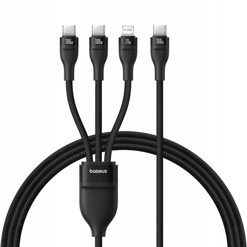 Cablu Type-C 3in1 Baseus 100W, 1.5m, negru, P10377502111-00