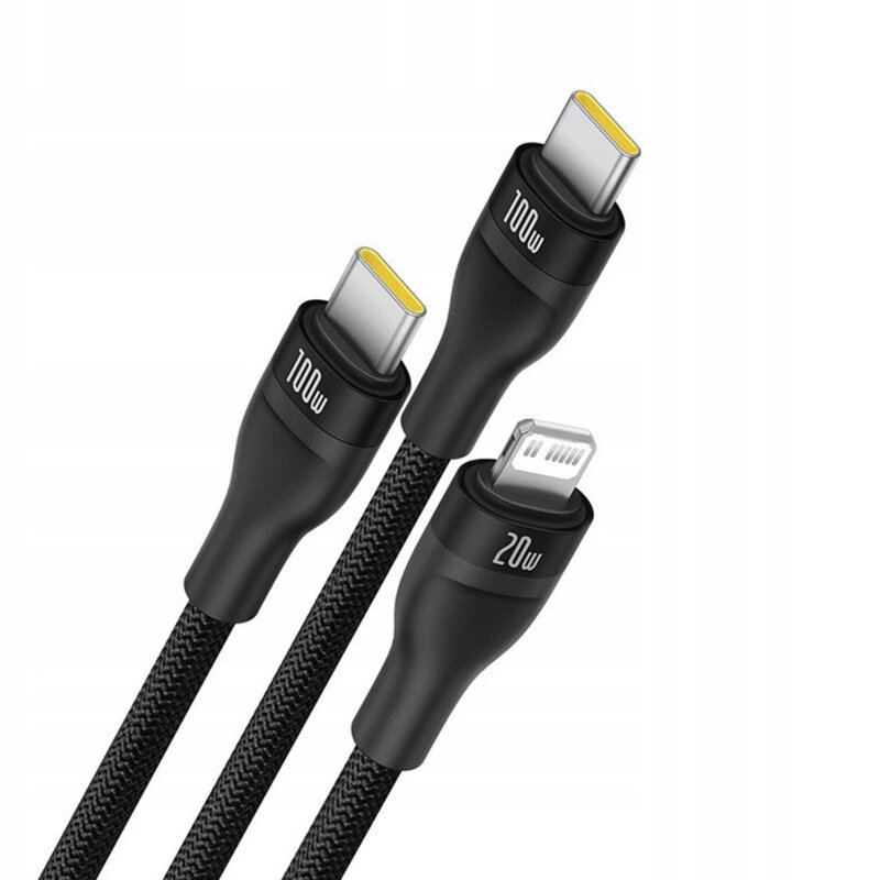 Cablu Type-C 3in1 Baseus 100W, 1.5m, negru, P10377502111-00