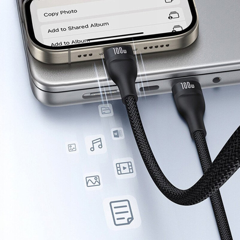 Cablu Type-C 3in1 Baseus 100W, 1.5m, negru, P10377502111-00