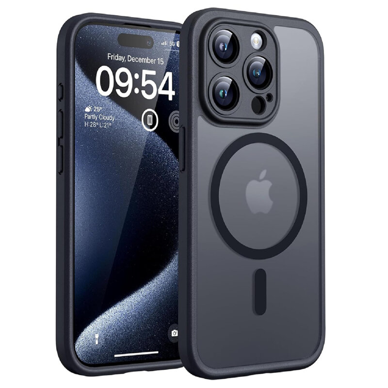 Husa iPhone 14 Pro Techsuit PureFrost MagSafe, negru frost