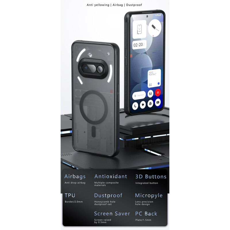Husa Nothing Phone (3a) Techsuit PureFrost MagSafe, negru frost
