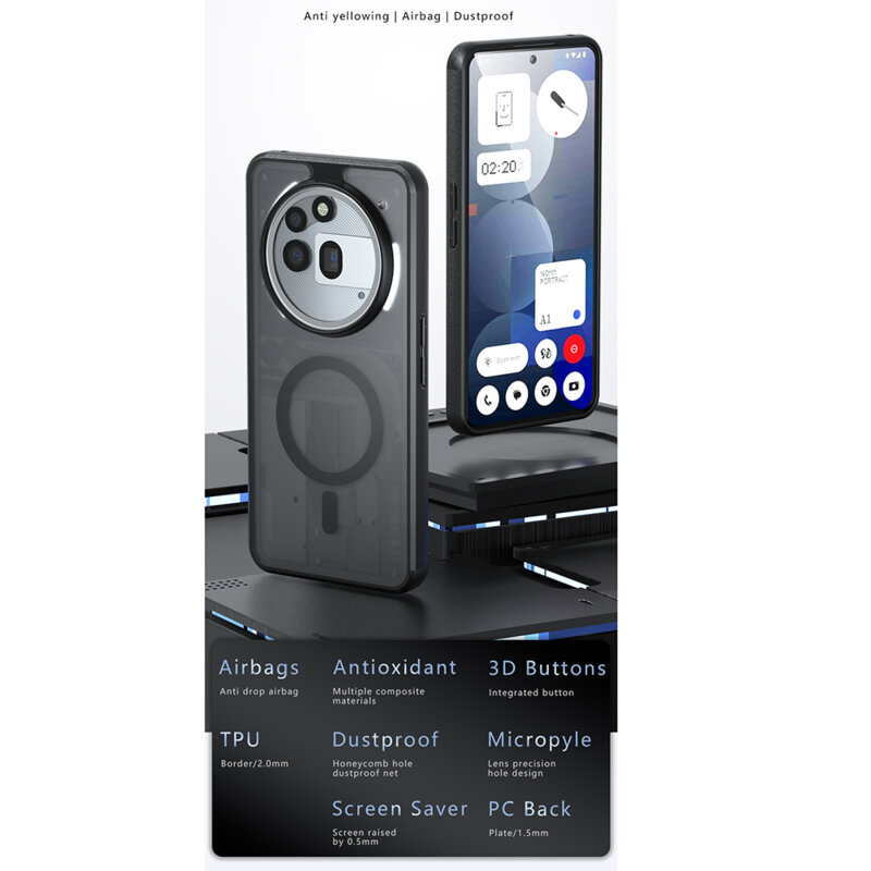 Husa Nothing Phone (3a) Pro Techsuit PureFrost MagSafe, negru frost
