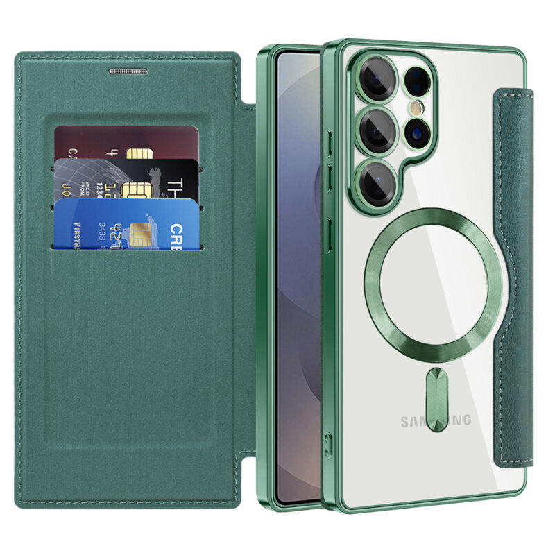 Husa Samsung Galaxy S25 Ultra Techsuit SmartMag Book Case, verde