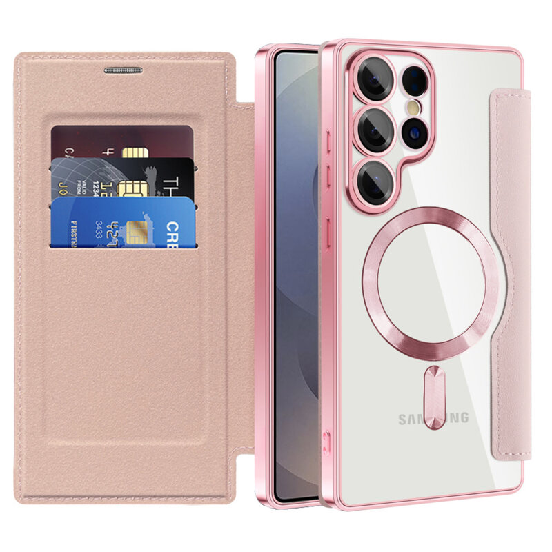 Husa Samsung Galaxy S25 Ultra Techsuit SmartMag Book Case, roz