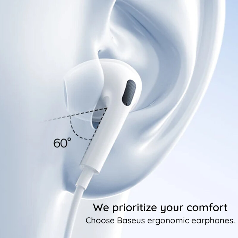 Casti audio semi-in-ear cu fir Type-C Baseus Encok CZ19, alb