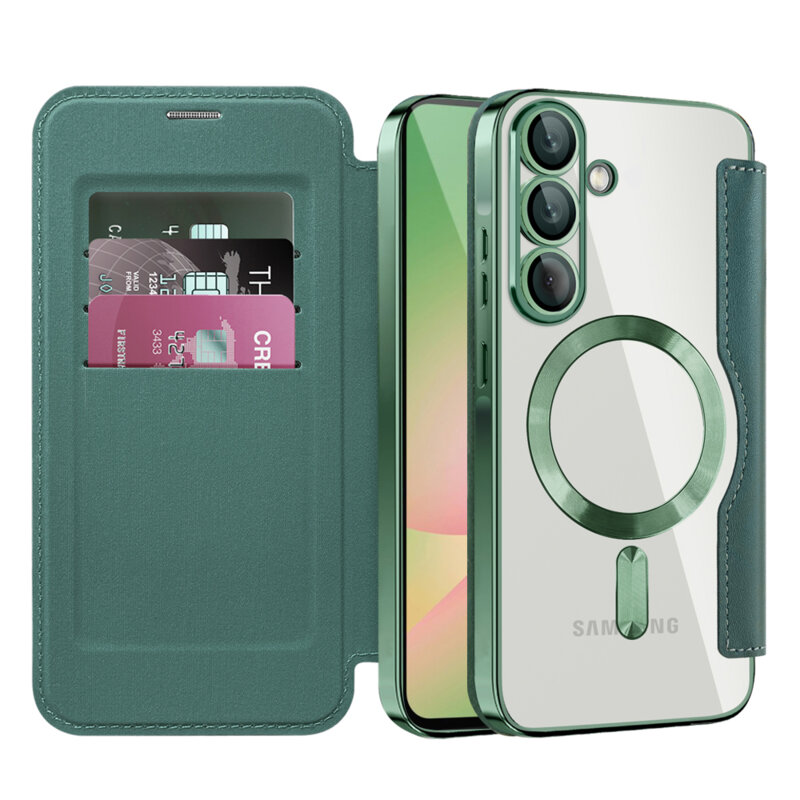 Husa Samsung Galaxy A56 5G Techsuit SmartMag Book Case, verde