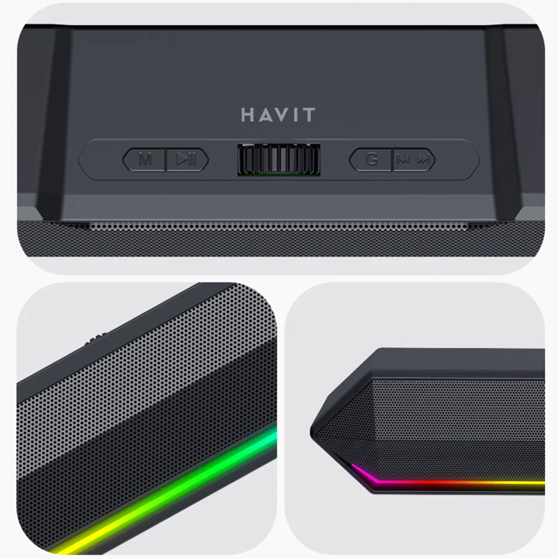 Boxa portabila Bluetooth cu lumini LED Havit, SK772BT, negru