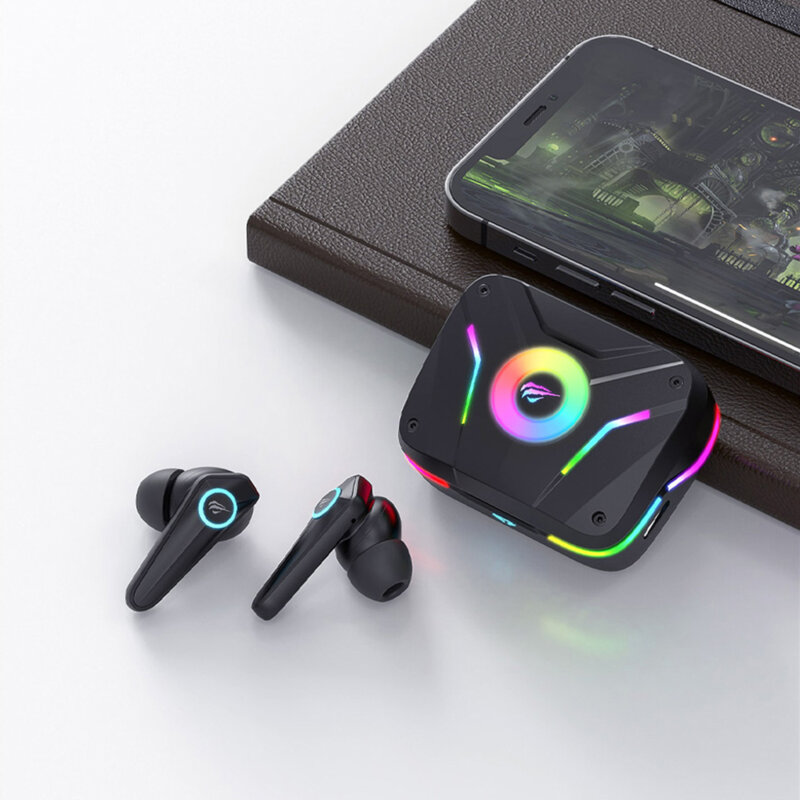 Casti gaming Bluetooth cu microfon Havit, TW952 PRO RGB, negru