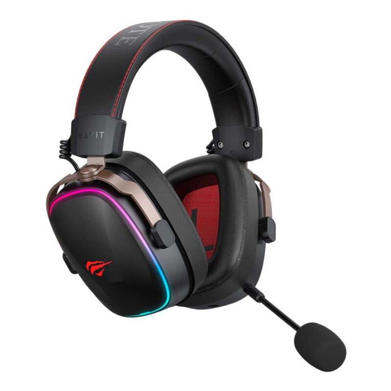 Casti gaming Bluetooth cu microfon, lumini Havit H2039BG, negru