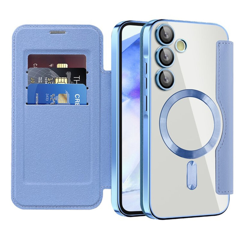 Husa Samsung Galaxy A55 5G Techsuit SmartMag Book Case, bleu
