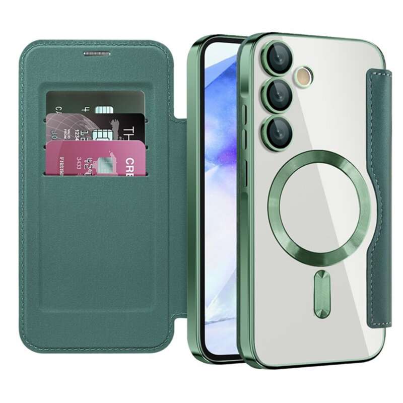 Husa Samsung Galaxy A55 5G Techsuit SmartMag Book Case, verde