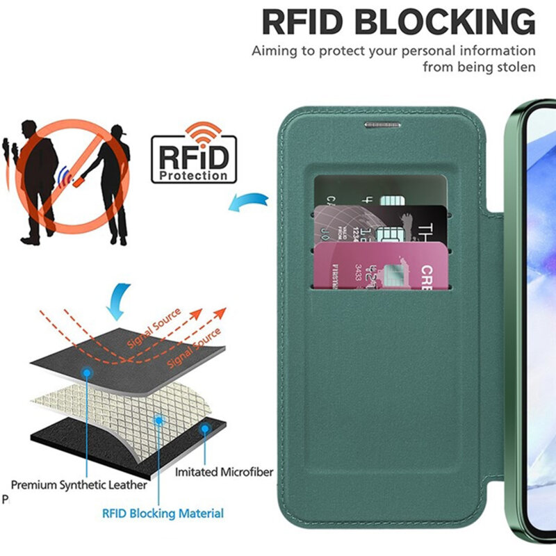 Husa Samsung Galaxy A55 5G Techsuit SmartMag Book Case, verde