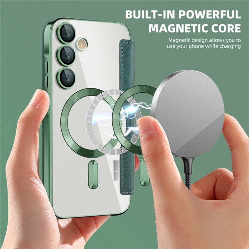 Husa Samsung Galaxy A55 5G Techsuit SmartMag Book Case, verde