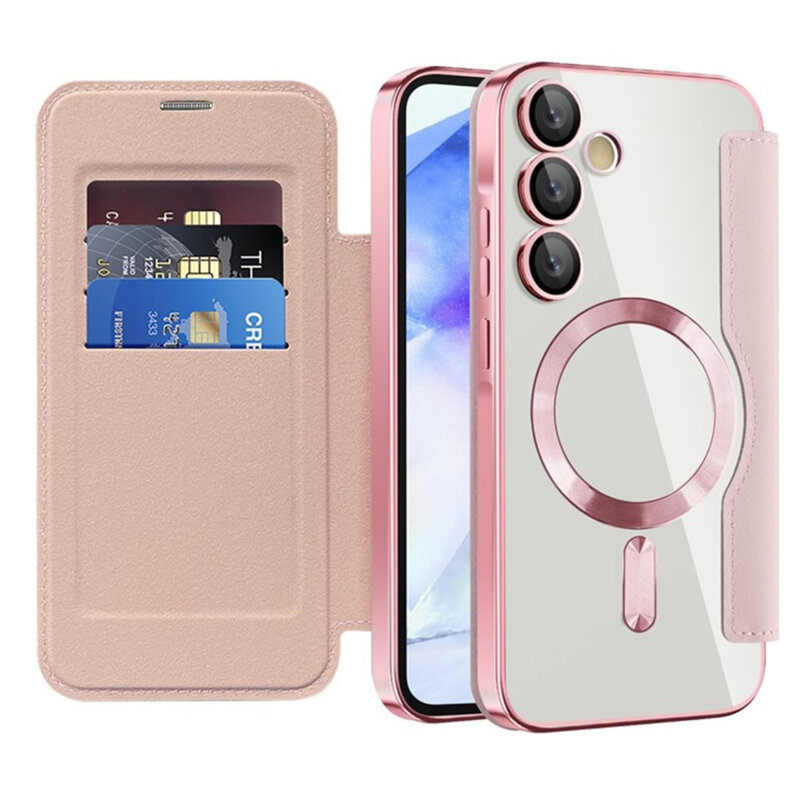 Husa Samsung Galaxy A55 5G Techsuit SmartMag Book Case, roz